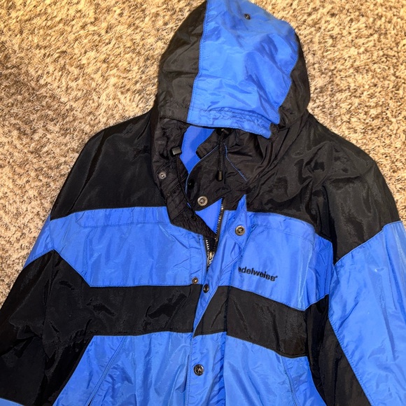 Vintage Edelweiss Blue & Black Ski Snowboard Coat XL - Picture 6 of 10